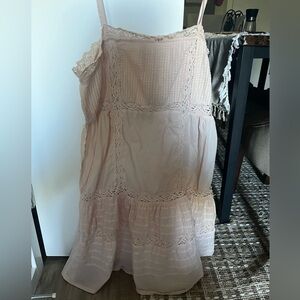 FREE PEOPLE ~ “This Is It” Pink cotton eyelet & lace midi dress (medium)